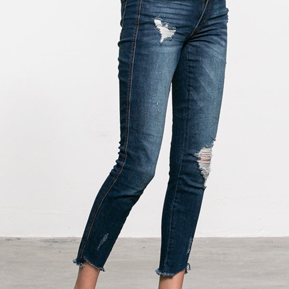 High Rise Distressed Ankle Jeans - Picture 4 of 6